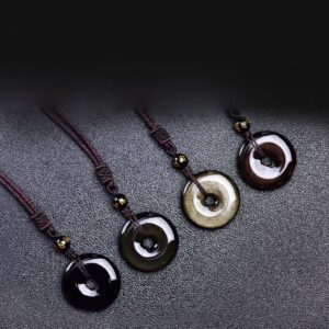 Buddha Stones Tibetan Obsidian Protection Necklace