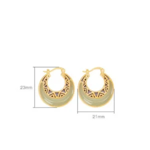 Buddha Stones Crescent Moon Jade Prosperity Drop Earrings