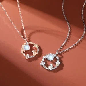 Buddha Stones 925 Sterling Silver Year of the Rabbit Moonstone Moon Flower Pattern Necklace Pendant Bracelet Earrings