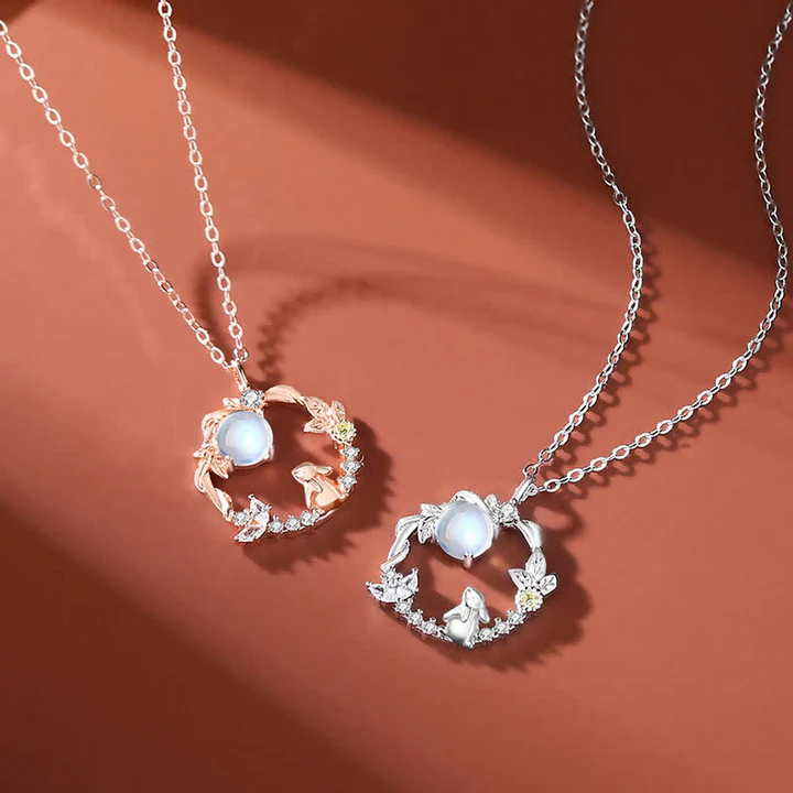 Buddha Stones 925 Sterling Silver Year of the Rabbit Moonstone Moon Flower Pattern Necklace Pendant Bracelet Earrings