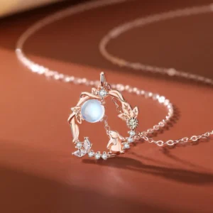 Buddha Stones 925 Sterling Silver Year of the Rabbit Moonstone Moon Flower Pattern Necklace Pendant Bracelet Earrings