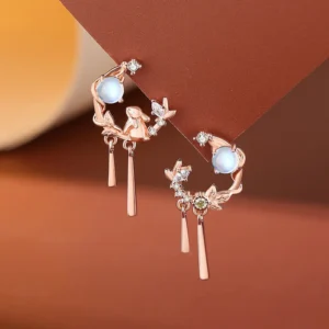Buddha Stones 925 Sterling Silver Year of the Rabbit Moonstone Moon Flower Pattern Necklace Pendant Bracelet Earrings