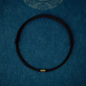 Buddha Stones 925 Sterling Silver Lucky Golden Bead Braided String Bracelet Anklet