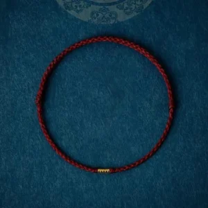 Buddha Stones 925 Sterling Silver Lucky Golden Bead Braided String Bracelet Anklet