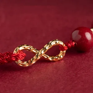 Buddha Stones Cinnabar Blessing Red String Golden Infinity Symbol Bracelet Anklet