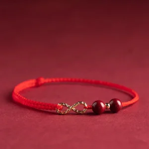 Buddha Stones Cinnabar Blessing Red String Golden Infinity Symbol Bracelet Anklet