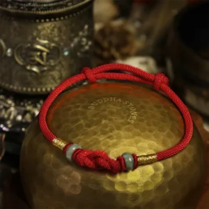 Buddha Stones Red String Jade Luck Fortune Knot Braided Couple Bracelet