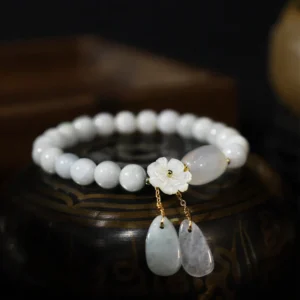 Buddha Stones Natural White Jade Luck Bracele