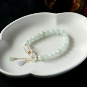 Buddha Stones Natural White Jade Luck Bracele