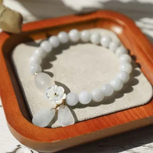 Buddha Stones Natural White Jade Luck Bracele