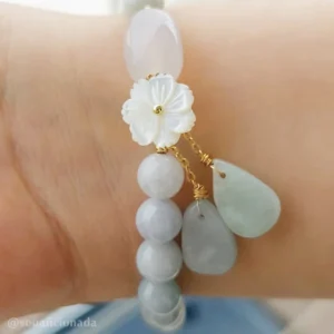 Buddha Stones Natural White Jade Luck Bracele