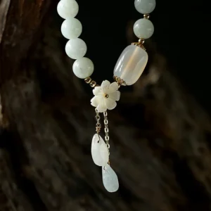 Buddha Stones Natural White Jade Luck Bracele