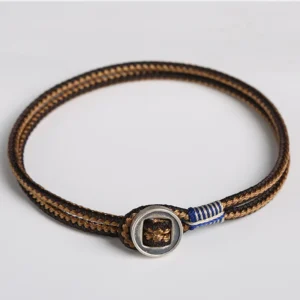 Buddha Stones 925 Sterling Silver Handmade Button Protection Weave String Bracelet
