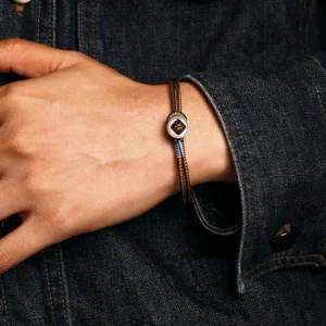 Buddha Stones 925 Sterling Silver Handmade Button Protection Weave String Bracelet