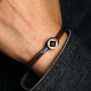 Buddha Stones 925 Sterling Silver Handmade Button Protection Weave String Bracelet